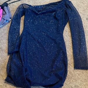Windsor Navy Sparkle Long Sleeve Bodycon Dress